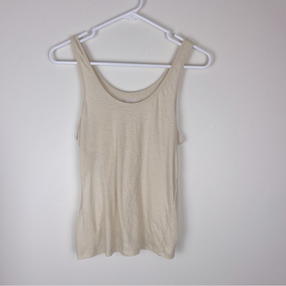 GIMAGUAS Cream Cotton Side Cut Out Tank Top size Large
